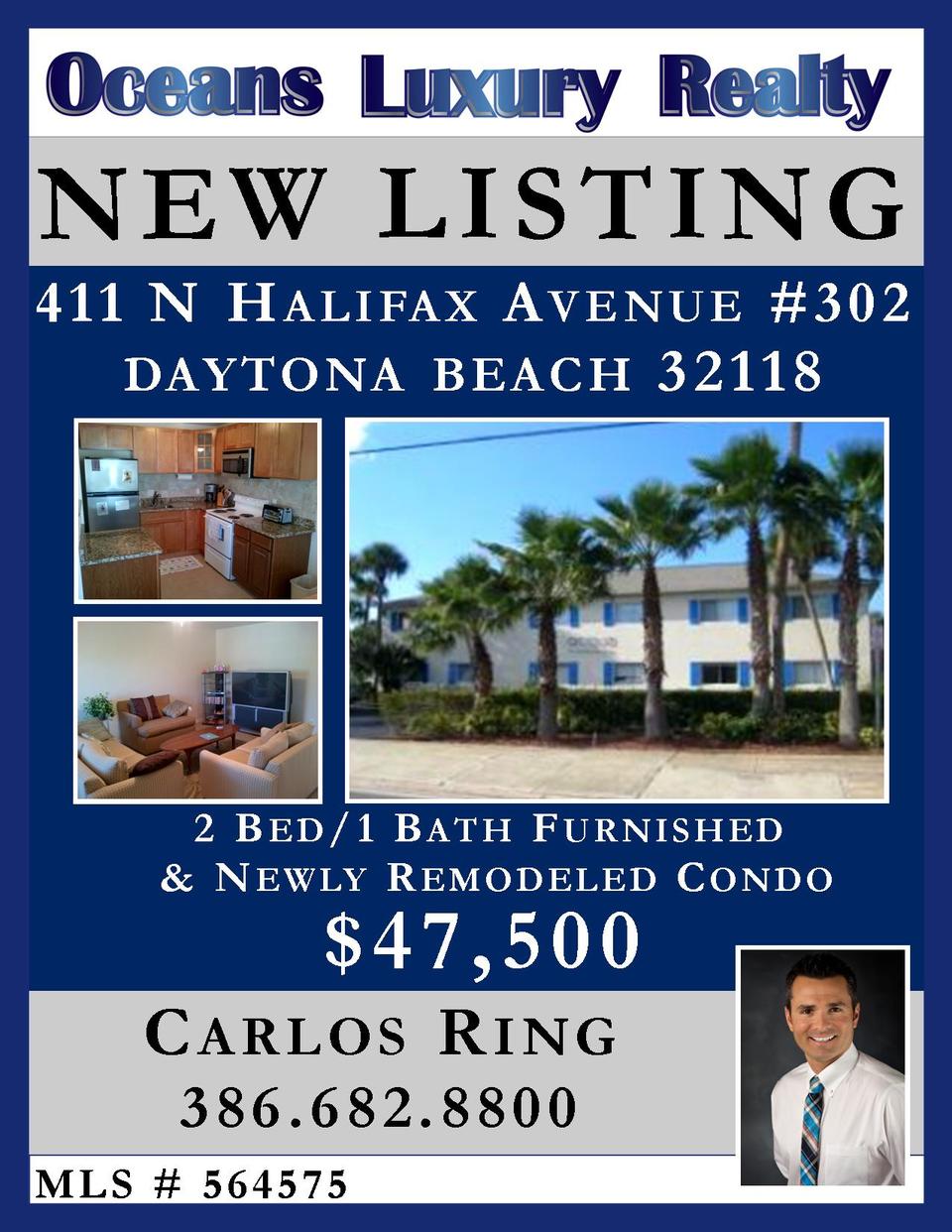 FOR SALE FURNISHED & REMODELED! 411 N Halifax Avenue Unit #302 DAYTONA BEACH